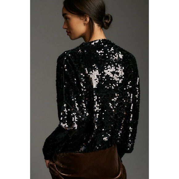 Anthropologie Pilcro Sweater Alani Cashmere Mock Neck Sequin Preppy Size XSP NWT - Picture 6 of 11